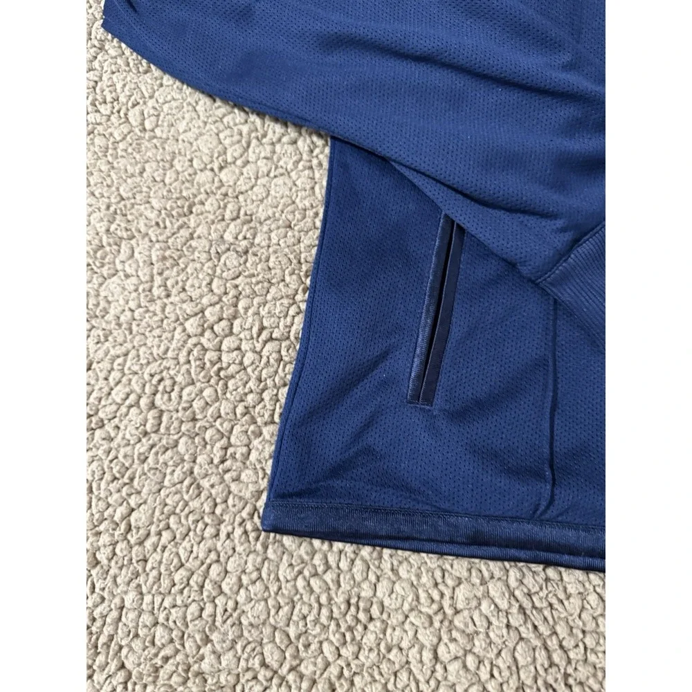 Adidas Mens Navy Blue Three Stripe Full Zip Mesh Track Jacket Mock Neck XL